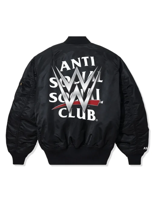 Anti social social club assc x wwe venue bomber jacket black