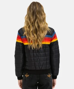 Aviator Nation 4 Stripe Rainbow Sleeve Jacket - Navy
