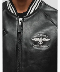 Avirex Stadium Black leather Jacket