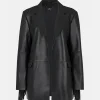 Black Gia Leather Fringed Jacket