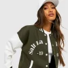 Boohoo Salt Lake Colour Block Varsity Bomber Jacket