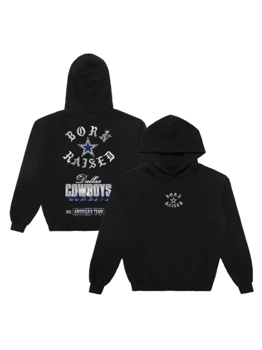 Born x raised black dallas cowboys chrome rocker hoodie