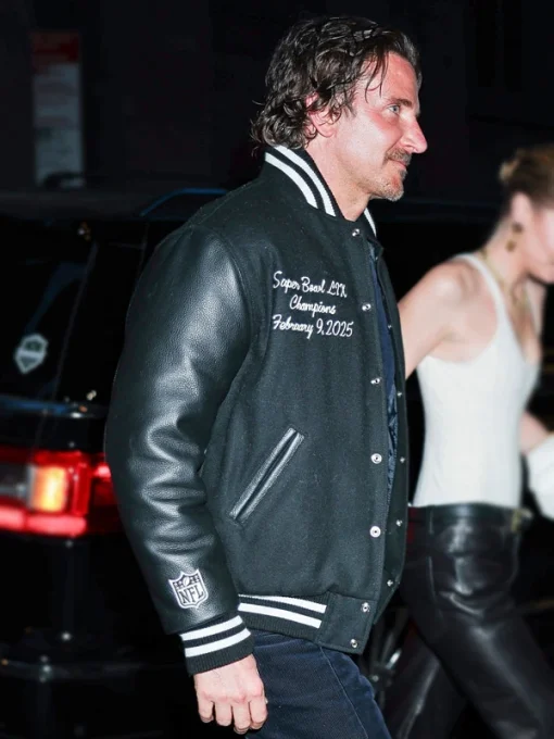 Bradley cooper philadelphia eagles black varsity jacket
