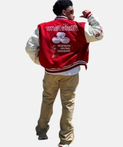 Coachella Travis Scott Cactus x State Farm Jack Maroon Varsity Jacket