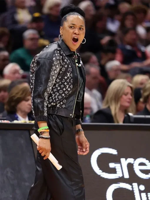 Dawn staley louis vuitton black leather jacket
