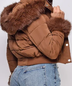 Dope thief liz caribel sierra brown fur cropped jacket