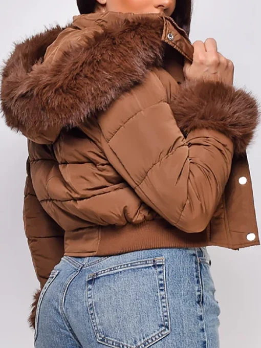Dope thief liz caribel sierra brown fur cropped jacket