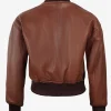 Drop Shoulder Cognac Leather Crop Jacket