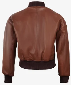 Drop Shoulder Cognac Leather Crop Jacket