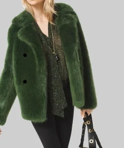 High potential kaitlin olson green fur coat