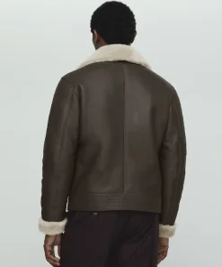 Jacke and Jons Brown Shearling-Lined Leather Aviator Jacket