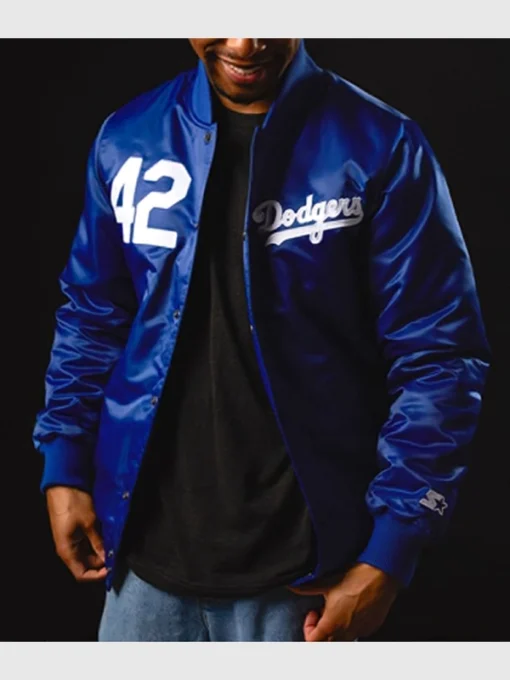 Jackie robinson dodgers jacket blue