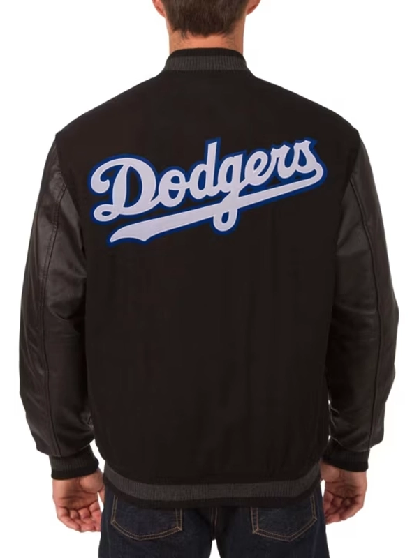 La dodgers black letterman varsity jacket