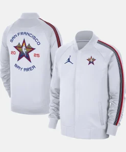 Men's 2025 NBA All-Star Game Jordan Brand White Authentic On-Court Full-Snap Game Jacket