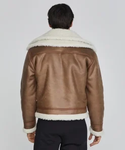 Mens Aviator Oversized Shearling Brown Leather Jacket.webp