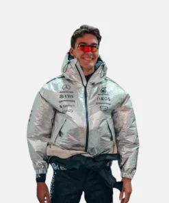 Mercedes-F1-Grand-Prix-George-Russell-Silver-Puffer-Hooded-Jacket