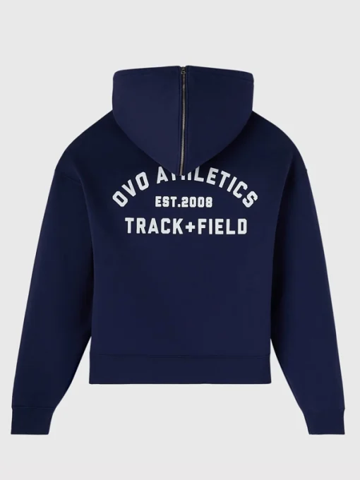 Ovo athletics club split zip up hoodie blue