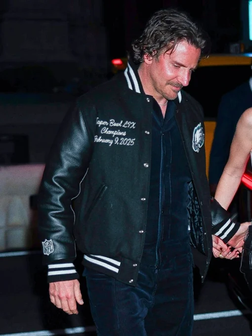 Philadelphia eagles bradley cooper black varsity jacket