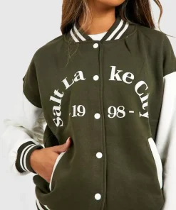 Salt Lake Colour Block Bomber Jacket Boohoo