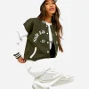 Salt Lake Colour Block Varsity Bomber Jacket Green and White