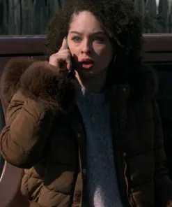 Sherry dope thief brown fur trim puffer jacket