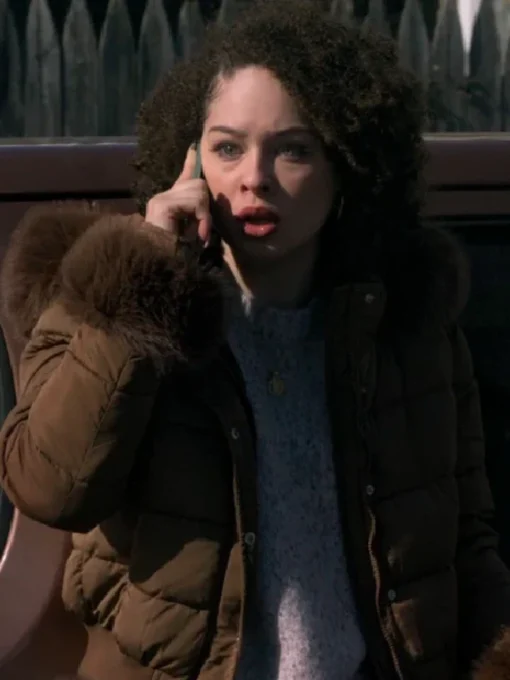 Sherry dope thief brown fur trim puffer jacket