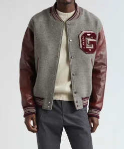 The Voice S27 Michael Buble Venezia Varsity Jacket - Melange Grey Vineyard Wine