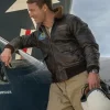Tom hudner devotion glen powell brown leather jacket
