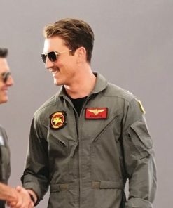 Top gun maverick 2 miles teller green cotton jacket with patches