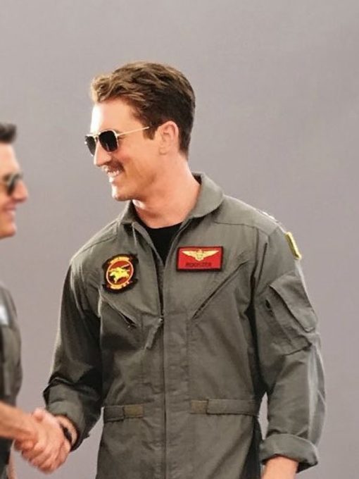 Top gun maverick 2 miles teller green cotton jacket with patches