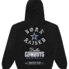 Unisex born x raised black dallas cowboys chrome rocker pullover hoodie