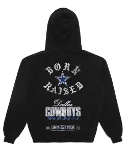 Unisex born x raised black dallas cowboys chrome rocker pullover hoodie