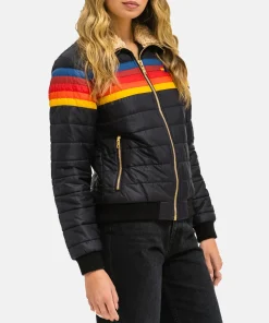 Unsiex Aviator Nation 4 Stripe Rainbow Sleeve Jacket - Navy