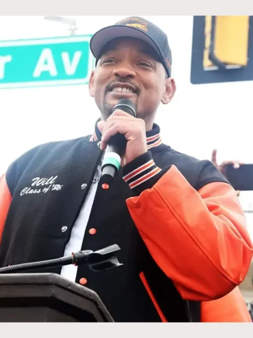 Will smith way philadelphia black orange varsity jacket