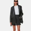 Women Black Leather Fringed Coate