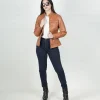 Womens Biker Tan Leather Jacket