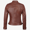 Womens Cognac Brown Leather Cafe Racer Jacket Slim Fit