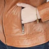 Womens Slim Fit Classical Style Biker Tan Leather Jacket Sale
