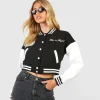 boohoo Crop Varsity Bomber Jacket
