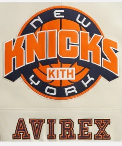 new York Knicks Kith & Avirex New York Knicks Icon Leather Bomber Jacket