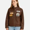 Abercrombie Women McLaren Vegan Brown Leather Racer Jacket