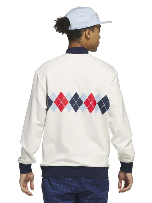 Adidas argyle printed half zip white sweatshirt