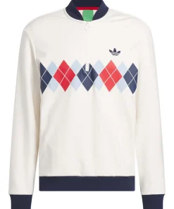 Adidas originals argyle printed 1 4 zip sweatshirt white