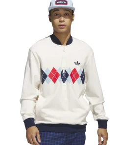 Adidas originals argyle printed half zip sweatshirt white