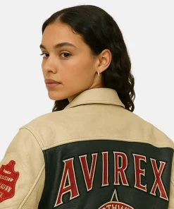 Asap Rocky Praise the Lord Northwest Wild Bears Avirex Leather Bomber Jacket Women