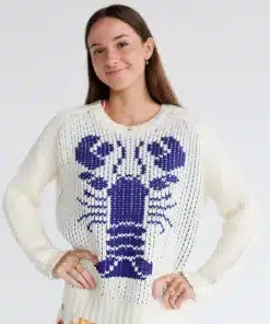 Bailey Rose Blue Lobster Heavy Knit Sweater