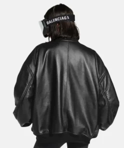 Balenciaga I Automobili Lamborghini Oversized Bomber in Black Super Soft Leather Jacket Black