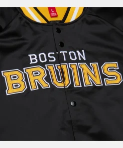 Black Boston Bruins Lightweight Satin Raglan Full-Snap Jacket
