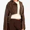 Boohoo Vintage Faux Leather Crop Biker Jacket