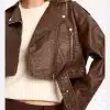 Boohoo Vintage Look Faux Leather Crop Biker Jacket